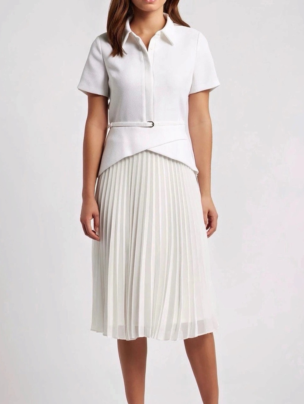 NWT Julia Jordan White Polo Dress with Pleated Skirt Bridal (Orig $138 Nordstrom